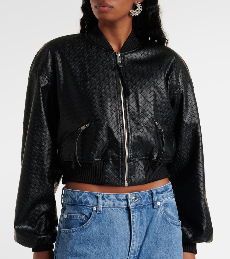 Rotate Braided cropped bomber jacket