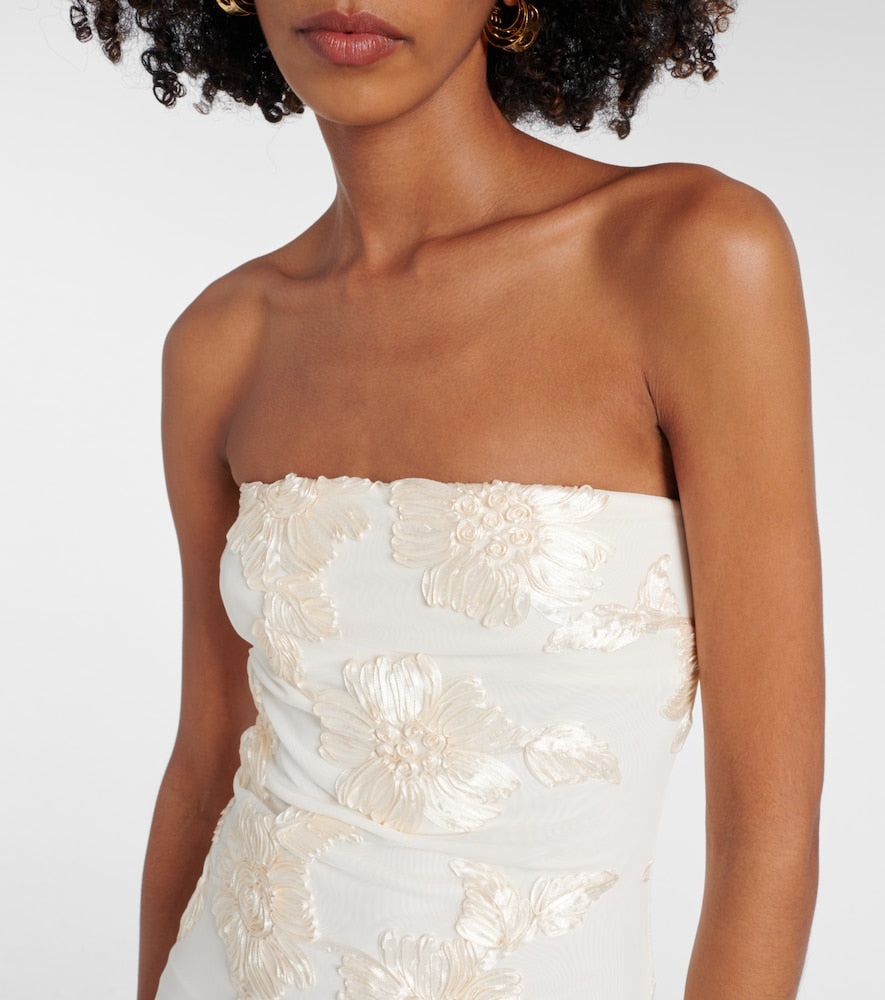 Rotate Bridal Alberty floral-appliqu√É¬© mesh gown