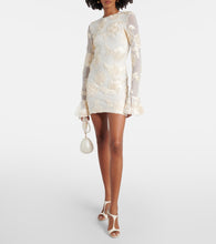 Rotate Bridal Rosita floral-appliqu√É¬© mesh minidress