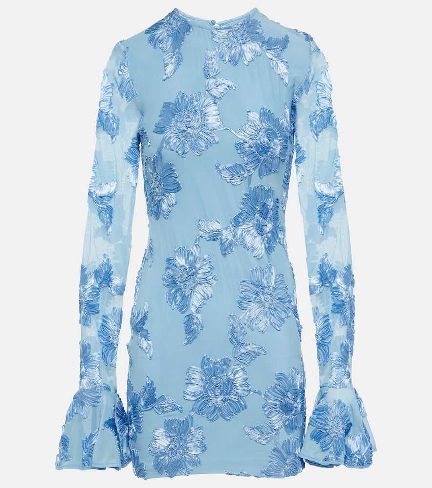 Rotate Bridal floral-appliqu√É¬© mesh minidress. Rotate Bridal 花卉贴花网纱迷你连衣裙