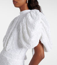 Rotate Bridal sequined puff-sleeve gown