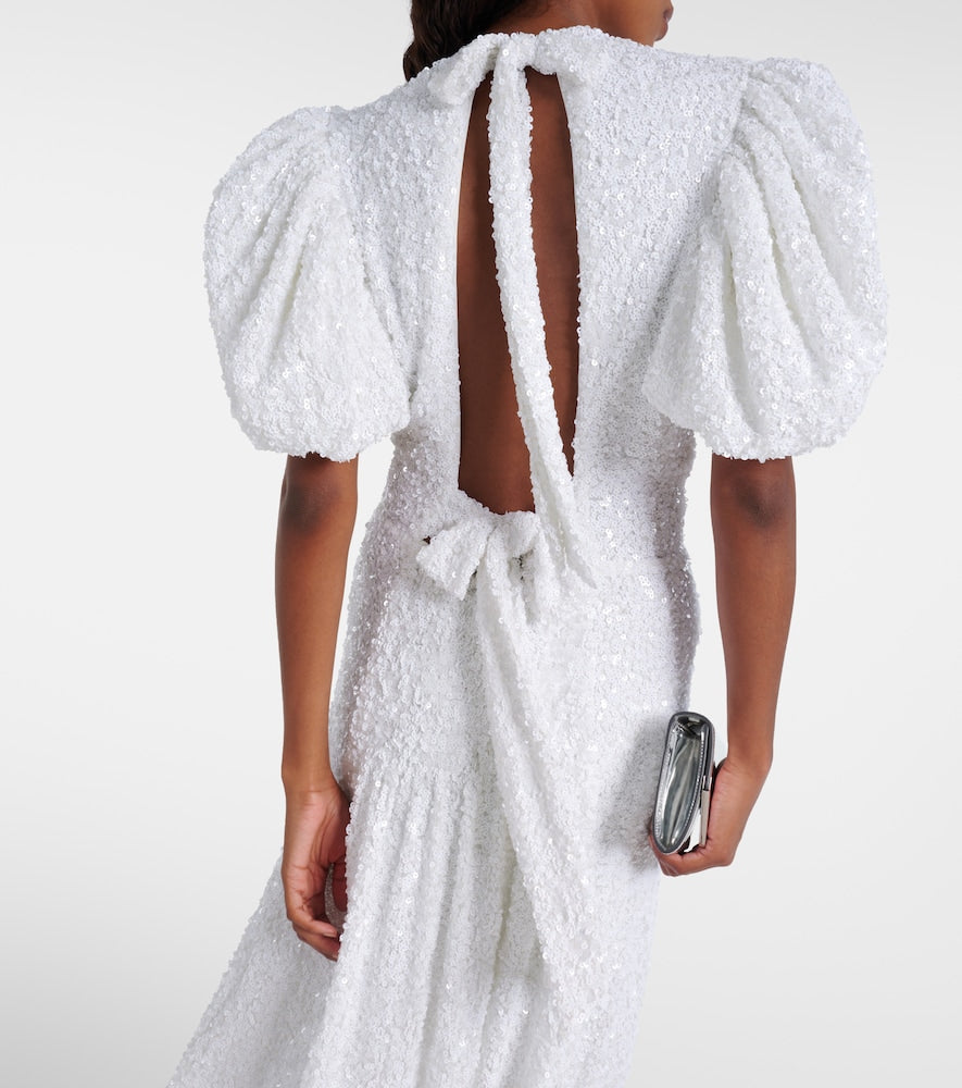 Rotate Bridal sequined puff-sleeve gown