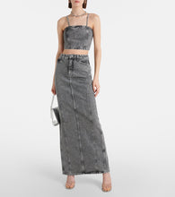 Rotate Embellished denim maxi skirt