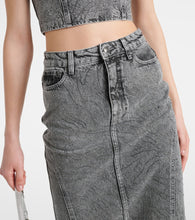Rotate Embellished denim maxi skirt