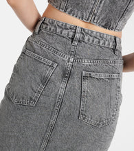 Rotate Embellished denim maxi skirt