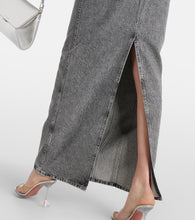 Rotate Embellished denim maxi skirt