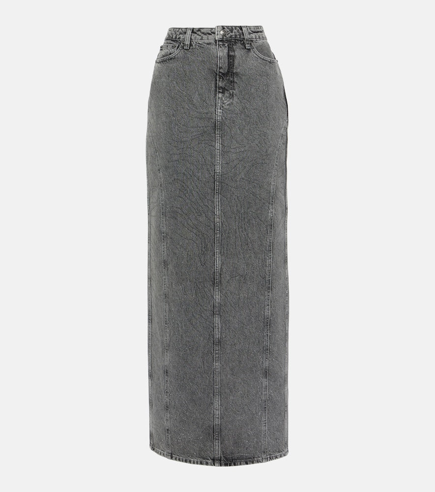 Rotate Embellished denim maxi skirt - 旋转装饰牛仔长裙