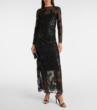 Rotate Embellished mesh maxi dress
