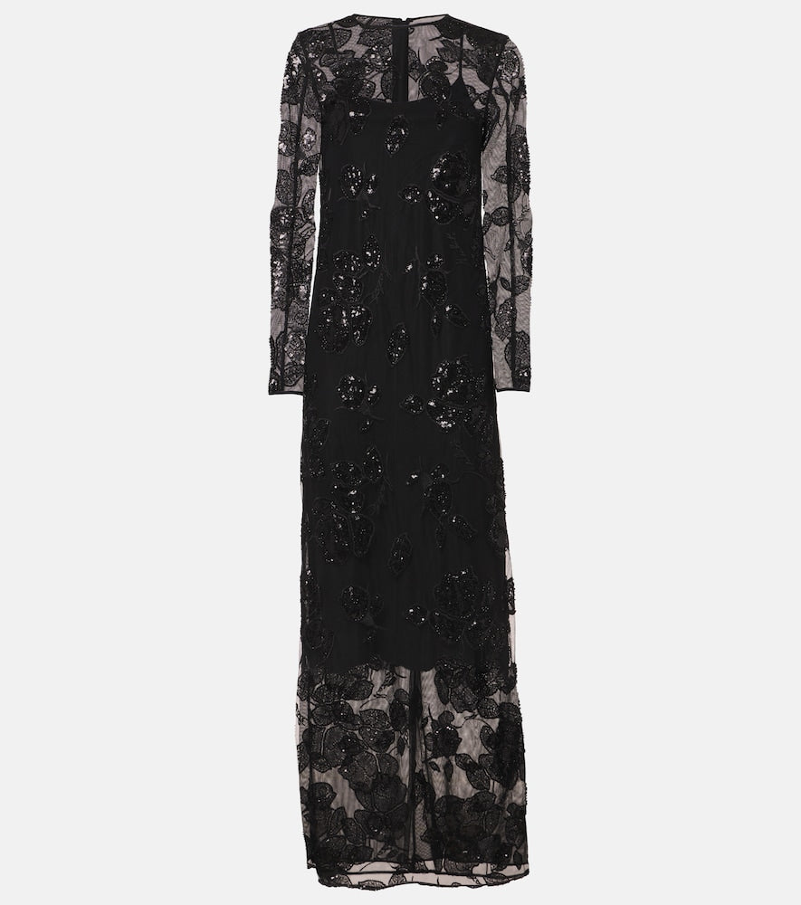Rotate Embellished mesh maxi dress. 旋转装饰网纱长裙