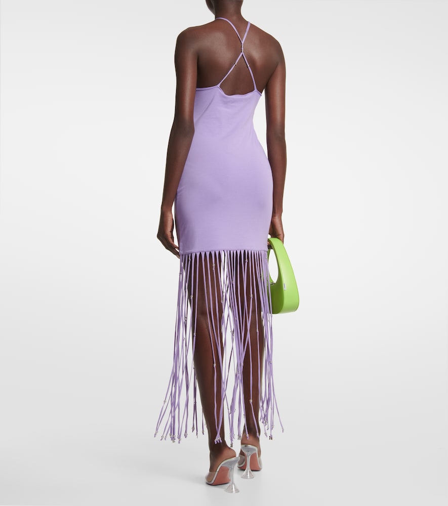 Rotate Fringe-trimmed jersey maxi dress
