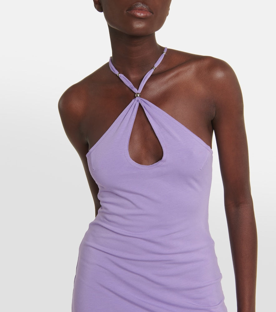 Rotate Fringe-trimmed jersey maxi dress