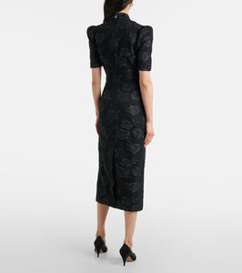 Rotate Jacquard midi dress