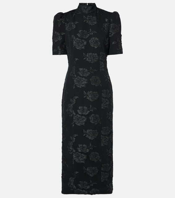Rotate Jacquard midi dress
