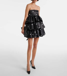 Rotate Ruffled satin minidress
