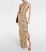 Rotate Sequined halterneck gown
