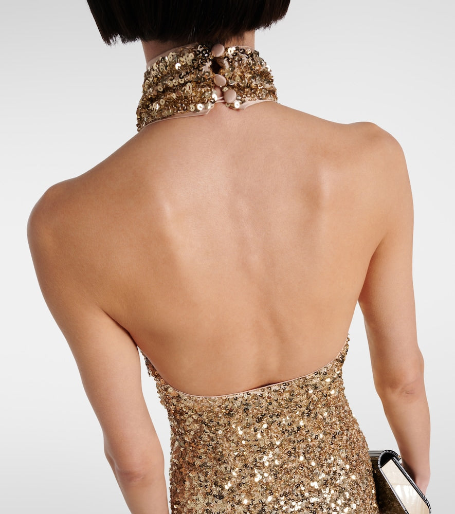 Rotate Sequined halterneck gown