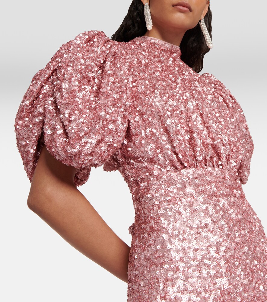 Rotate Sequined puff-sleeve maxi dress