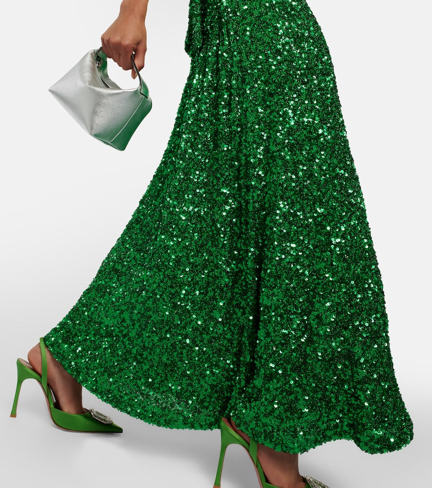 Rotate Sequined puff-sleeve maxi dress