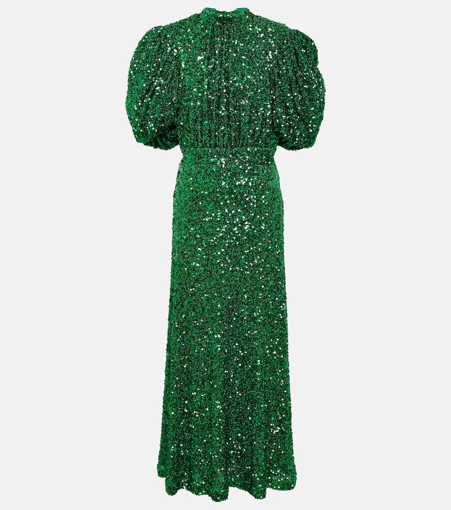 Rotate Sequined puff-sleeve maxi dress. 旋转亮片泡泡袖长裙