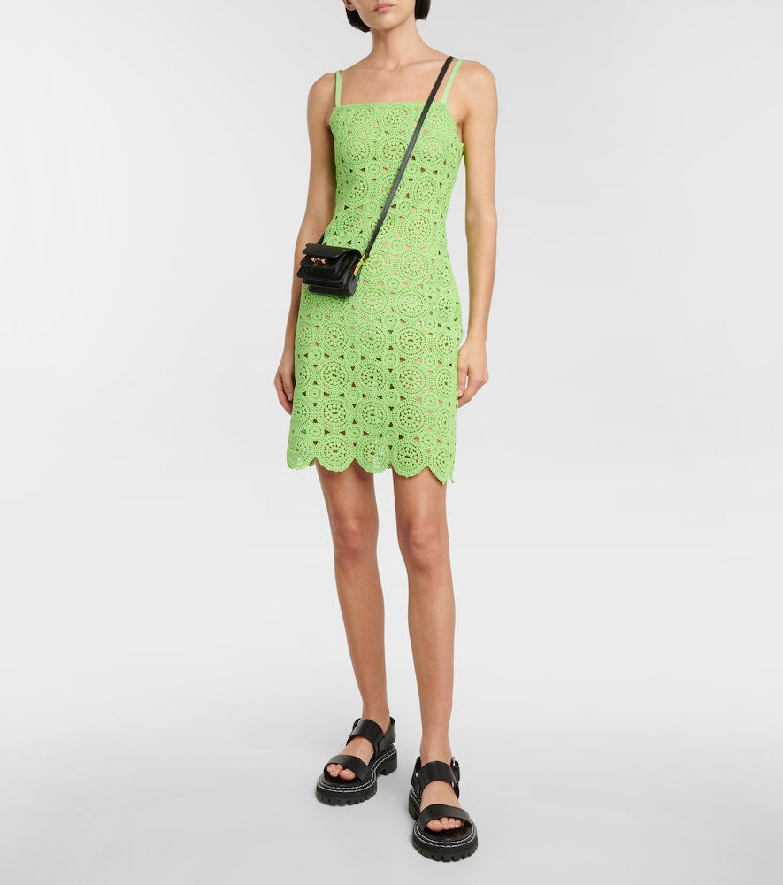 Rotate Silke cotton-blend crochet minidress