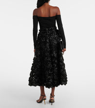 Rotate Sun floral-appliqu√É¬© high-rise maxi skirt