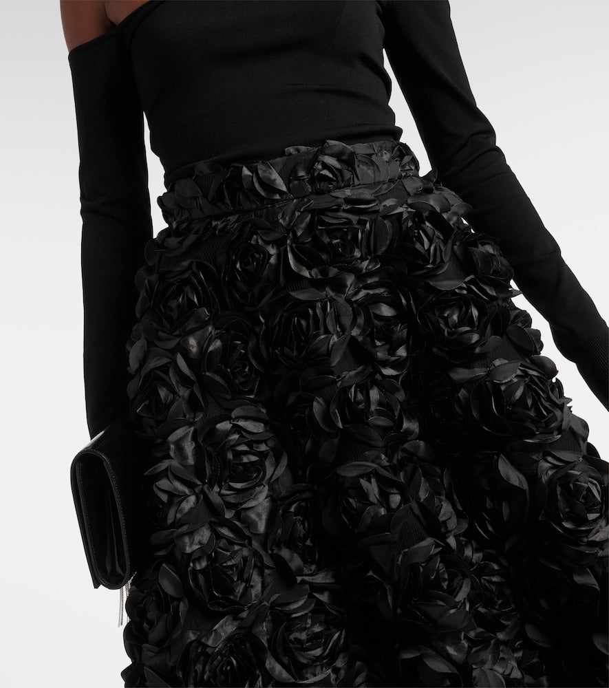 Rotate Sun floral-appliqu√É¬© high-rise maxi skirt