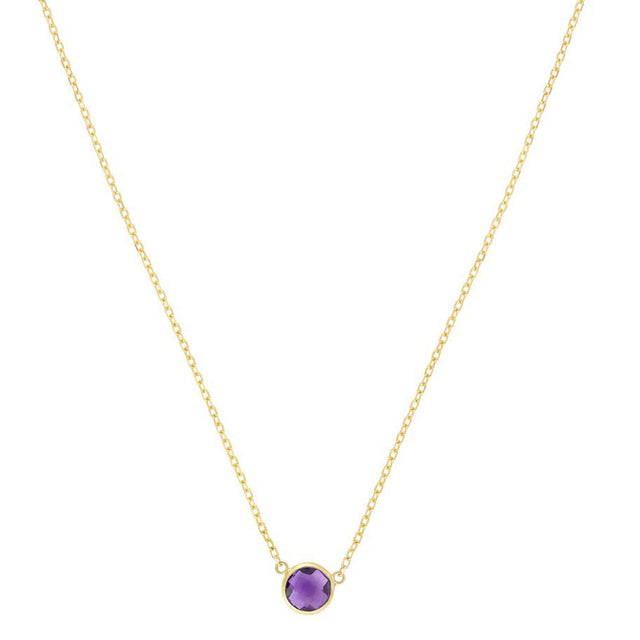 Round Amethyst and Yellow Gold Necklace