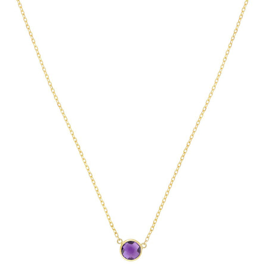 Round Amethyst and Yellow Gold Necklace