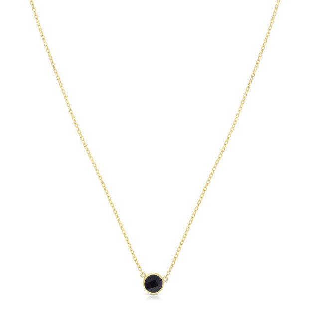 Round Black Onyx and Yellow Gold Necklace