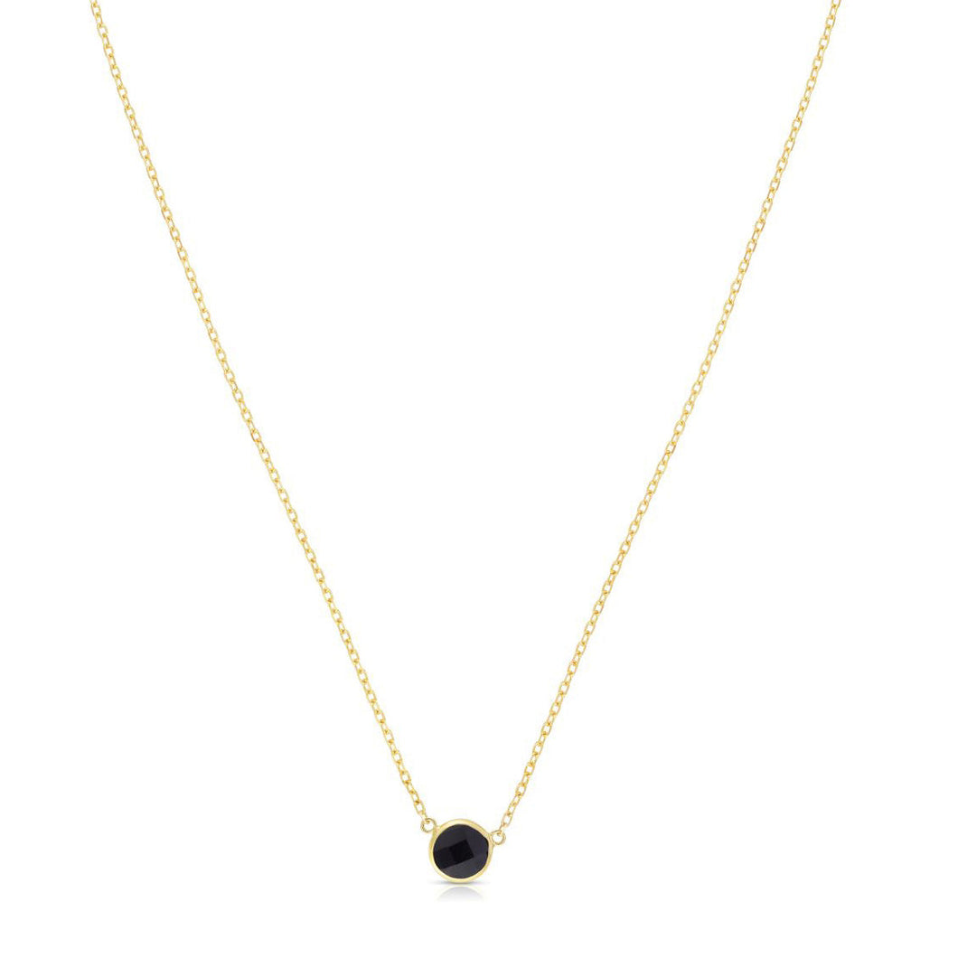 Round Black Onyx and Yellow Gold Necklace
