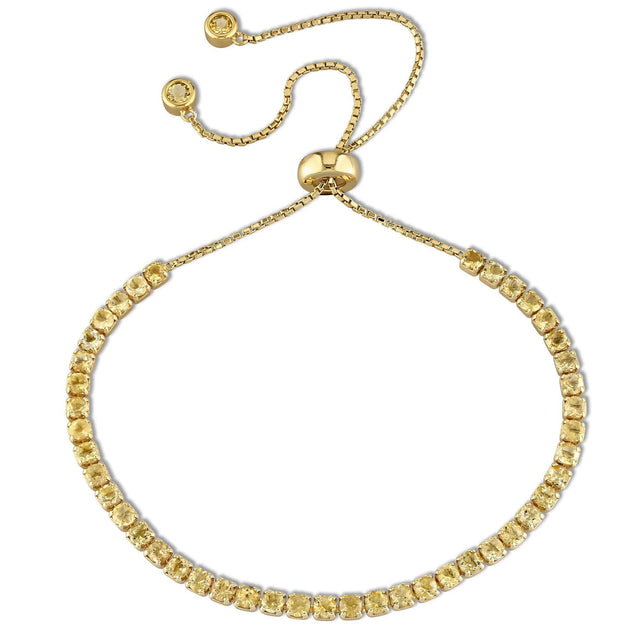 Round Citrine Tassel Bolo Bracelet in Gold Tone