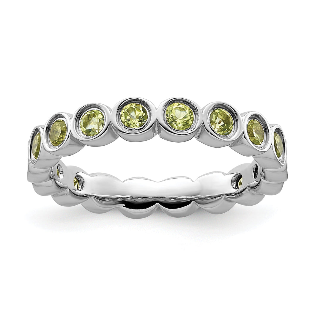Round Peridot Sterling Silver Stackable Ring - Size 6