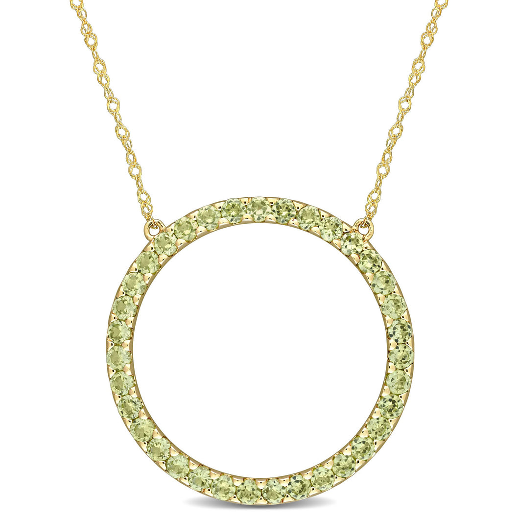 Round Peridot Yellow Gold Pendant Necklace