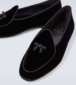 Rubinacci Marphy leather-trimmed velvet loafers