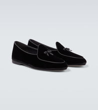 Rubinacci Marphy leather-trimmed velvet loafers