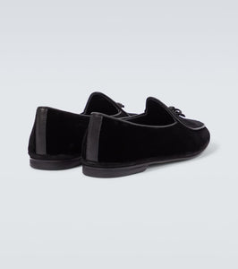 Rubinacci Marphy leather-trimmed velvet loafers