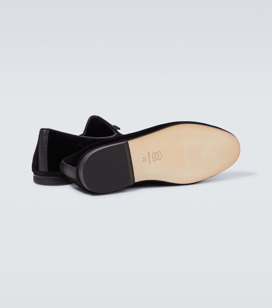 Rubinacci Marphy leather-trimmed velvet loafers