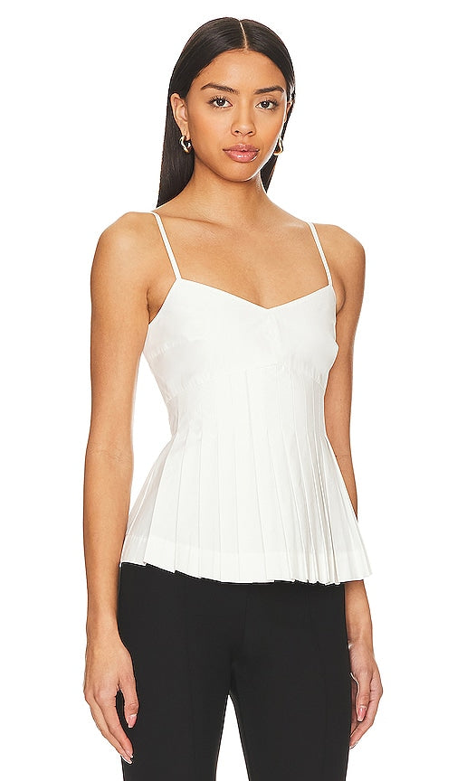 Rue Sophie Alma Pleated Top in White