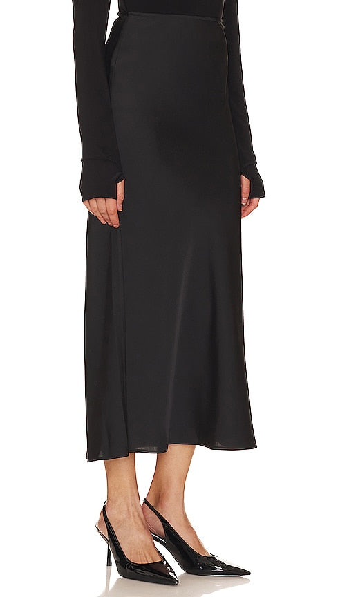 Rue Sophie Ava Satin Skirt in Black