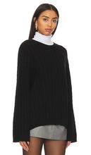 Rue Sophie Crewneck Cable Sweater in Black