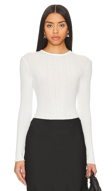 Rue Sophie Harley Sheer Sweater in White - Rue Sophie Harley Pull transparent en blanc - Rue Sophie Harley 白色透明毛衣 - Rue Sophie Harley Transparenter Pullover in Weiß - Rue Sophie Harley 시스루 스웨터화이트 색상 - Maglione trasparente Rue Sophie Harley in bianco