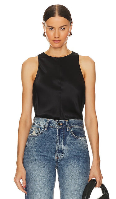 Rue Sophie Morgan Satin Tank in Black - Rue Sophie Morgan Débardeur en satin noir - Rue Sophie Morgan 黑色缎面背心 - Rue Sophie Morgan Satin-Tanktop in Schwarz - Rue Sophie Morgan 새틴 탱크블랙 색상 - Canotta in raso Rue Sophie Morgan in nero
