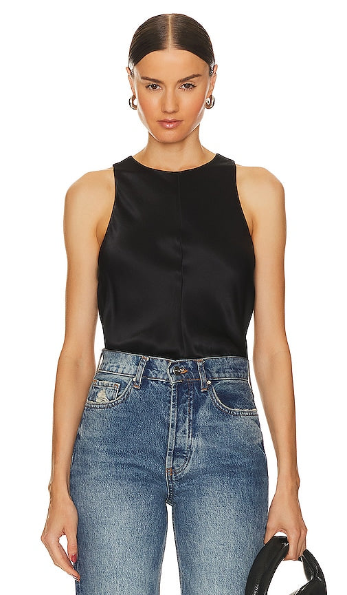 Rue Sophie Morgan Satin Tank in Black - Rue Sophie Morgan Débardeur en satin noir - Rue Sophie Morgan 黑色缎面背心 - Rue Sophie Morgan Satin-Tanktop in Schwarz - Rue Sophie Morgan 새틴 탱크블랙 색상 - Canotta in raso Rue Sophie Morgan in nero