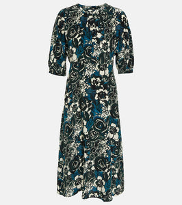 S Max Mara Bronzo floral silk crêpe midi dress