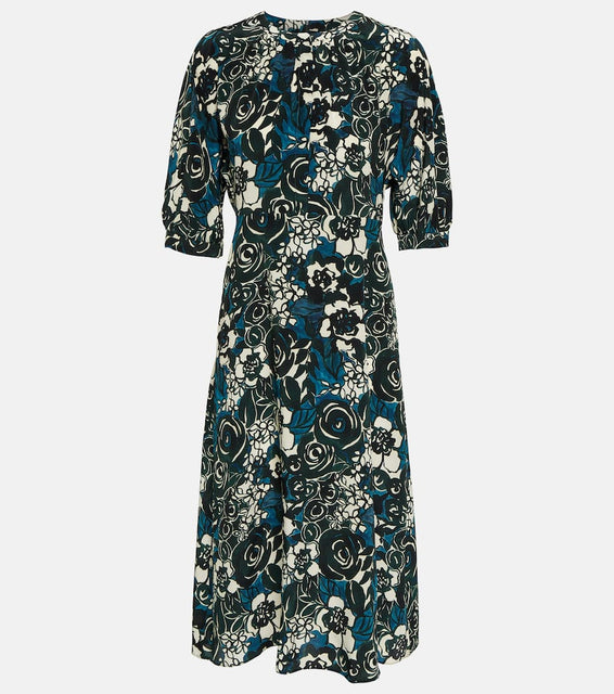 S Max Mara Bronzo floral silk crêpe midi dress