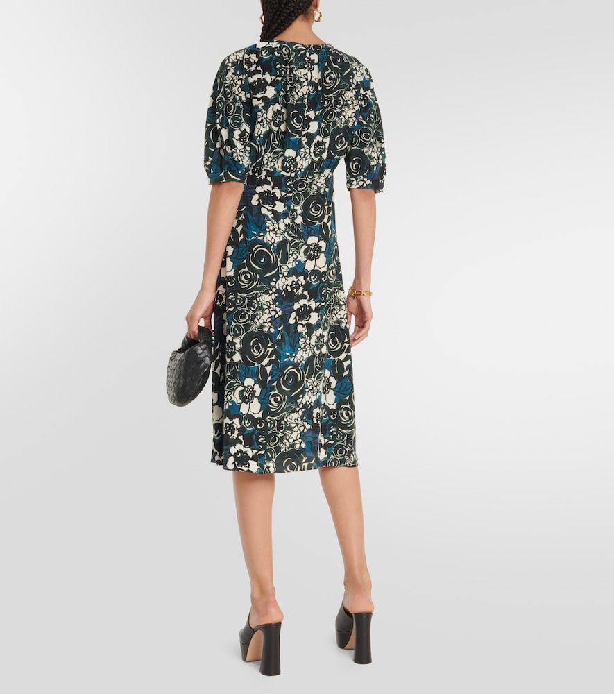 S Max Mara Bronzo floral silk  midi dress
