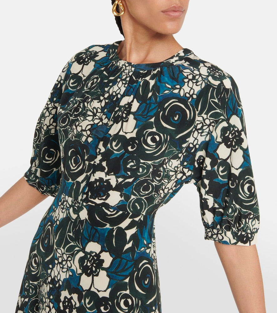 S Max Mara Bronzo floral silk  midi dress