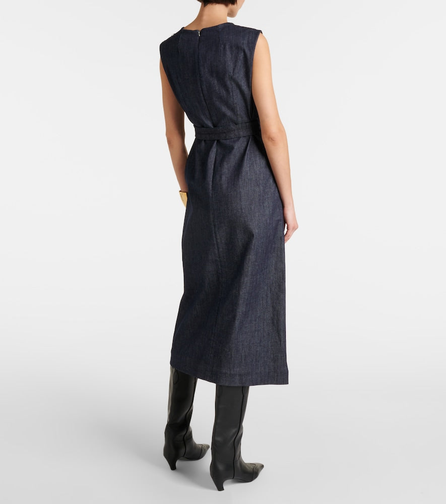 'S Max Mara Cotton-blend denim shift dress