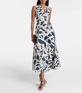 'S Max Mara Printed cotton poplin midi dress