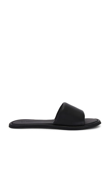 St. Agni Soft Slipper in Black | Black Flat Sandals for Women